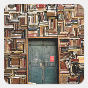Pegatina Cuadrada Libros y libros
