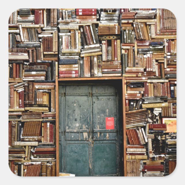 Pegatina Cuadrada Libros y libros (Anverso)