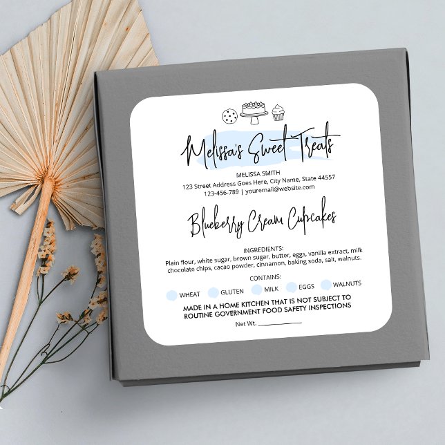 Pegatina Cuadrada Licencia de alimentos para panadería azul de luz e (Subido por el creador)