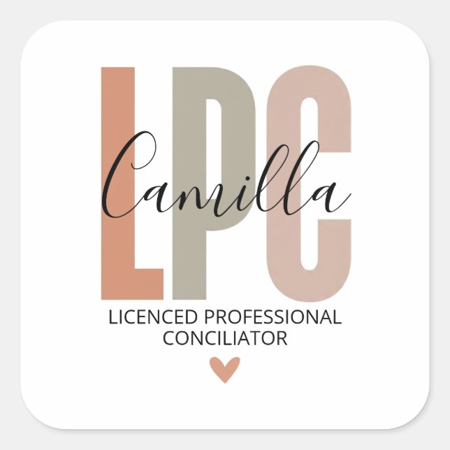 Pegatina Cuadrada Licensed Professional Counselor Gifts, LPC Therapi (Anverso)