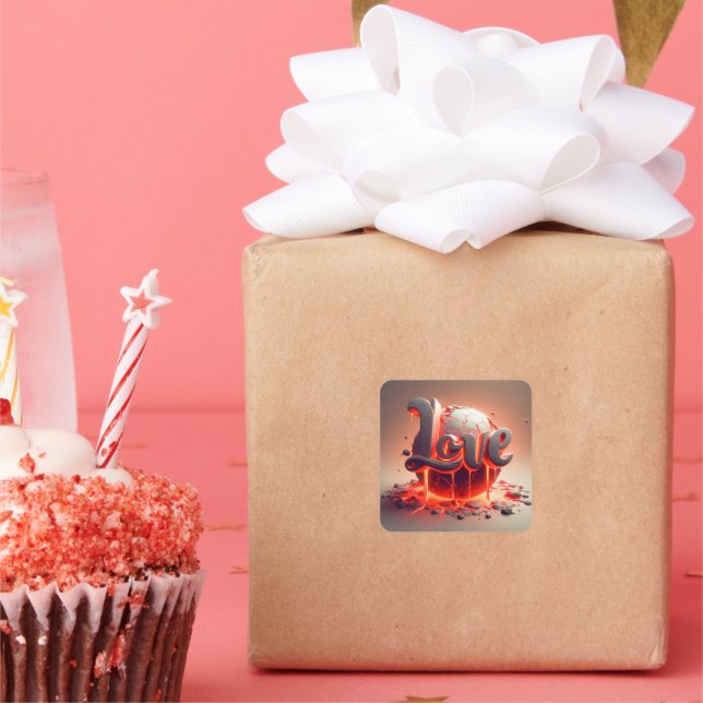 Pegatina Cuadrada Liebe Aufkleber - Romantisches Lava Design (Fiesta)