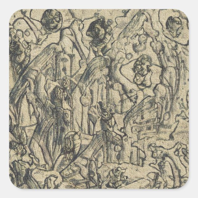 Pegatina Cuadrada Lienzo abstracto (Anverso)