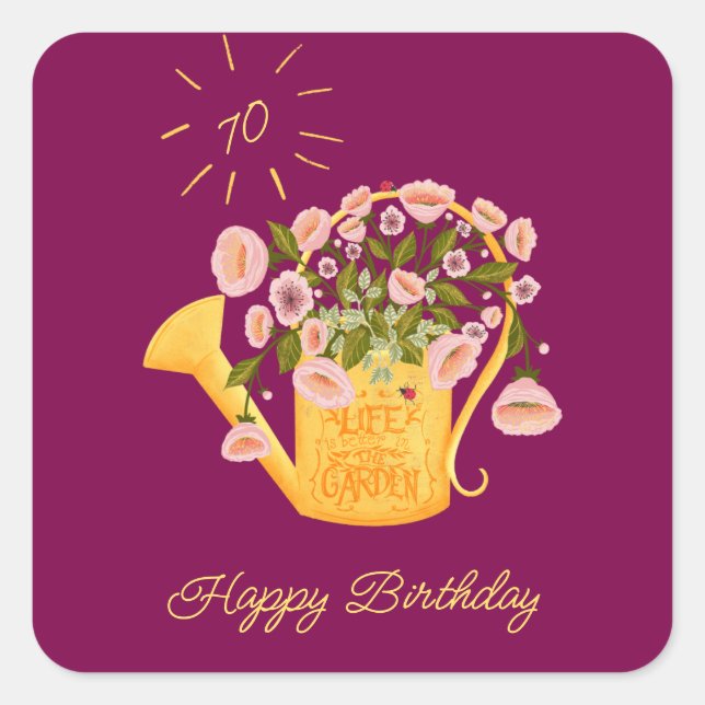 Pegatina Cuadrada Life is better in the garden personalise card   (Anverso)