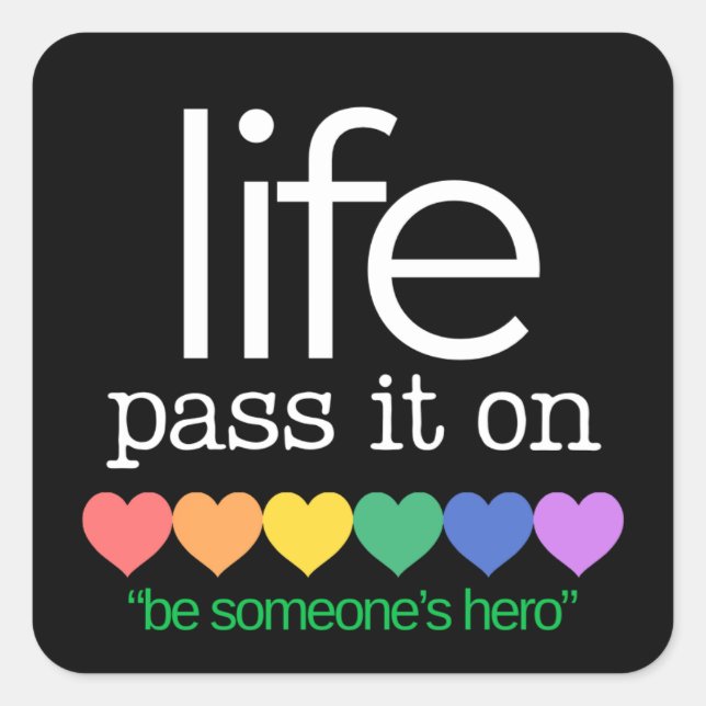 Pegatina Cuadrada Life Organ Donor Awareness Stickers (Anverso)