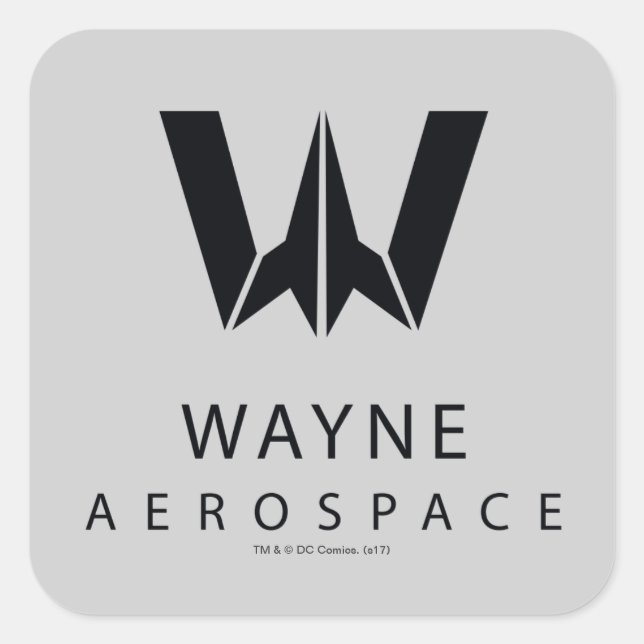 Pegatina Cuadrada Liga de la Justicia | Logo de Wayne Aerospace (Anverso)