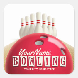 Pegatina Cuadrada Liga Retro de Bolas Personalizadas Lanes Lanes