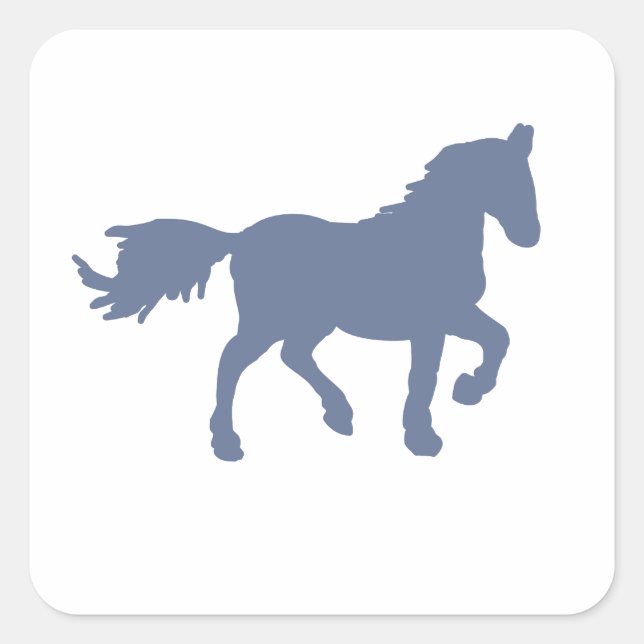 Pegatina Cuadrada Light Blue Horse Silhouette Sticker (Anverso)