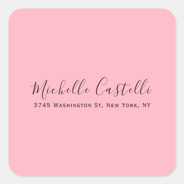 Pegatina Cuadrada Light Pink Professional Unique Classic Handwriting (Anverso)
