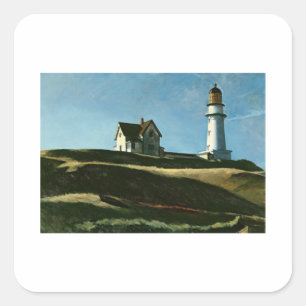 Pegatina Cuadrada Lighthouse Hill - Edward Hopper
