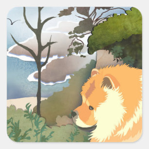 Pegatina Cuadrada LIL WEATHER Chow - Pegatinas de 2 tamaños