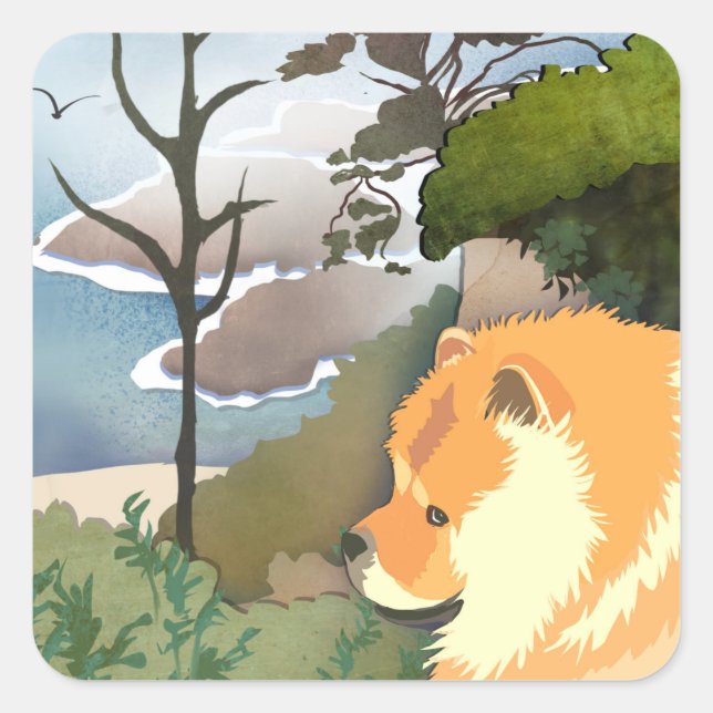 Pegatina Cuadrada LIL WEATHER Chow - Pegatinas de 2 tamaños (Anverso)