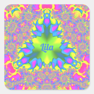 Pegatina Cuadrada LILA ~ Shades Amarillo, Verde, Rosa, Azul ~
