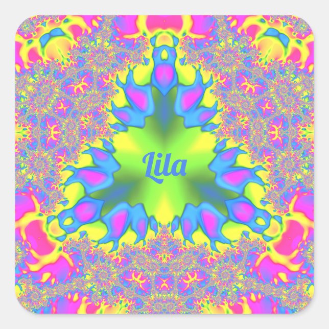 Pegatina Cuadrada LILA ~ Shades Amarillo, Verde, Rosa, Azul ~ (Anverso)