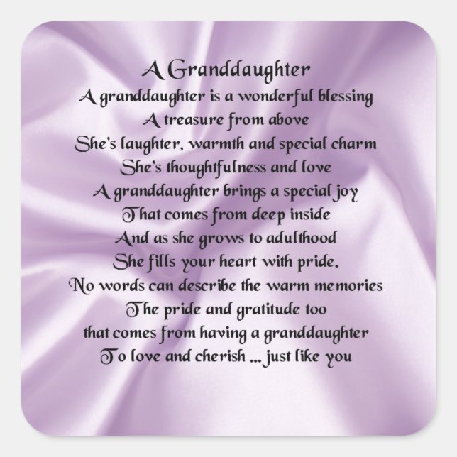Pegatina Cuadrada lilac Abuela Poem (Anverso)