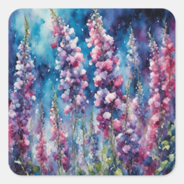 Pegatina Cuadrada Lilacs - Colección de arte Floral Series