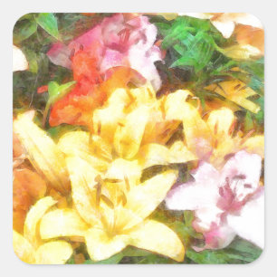 Pegatina Cuadrada Lilies Amor y Agua Ligera