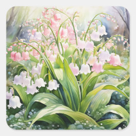 Pegatina Cuadrada Lilies del Valle