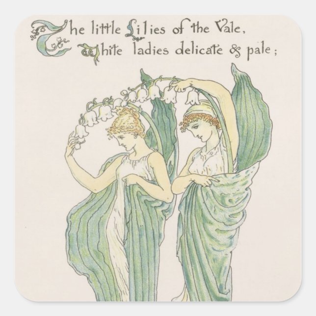Pegatina Cuadrada Lilies of the Vale, de Flora's Feast, 1901 (color (Anverso)