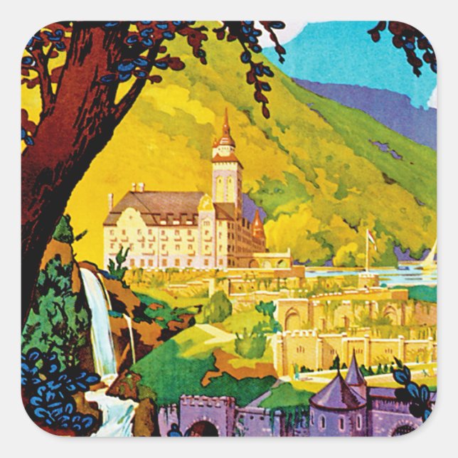 Pegatina Cuadrada Lillafued Hungría (Anverso)