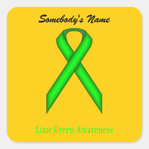 Pegatina Cuadrada Lime Green Standard Ribbon por Kenneth Yoncich