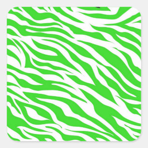 Pegatina Cuadrada Lime Green White Zebra Stripes Animales salvajes