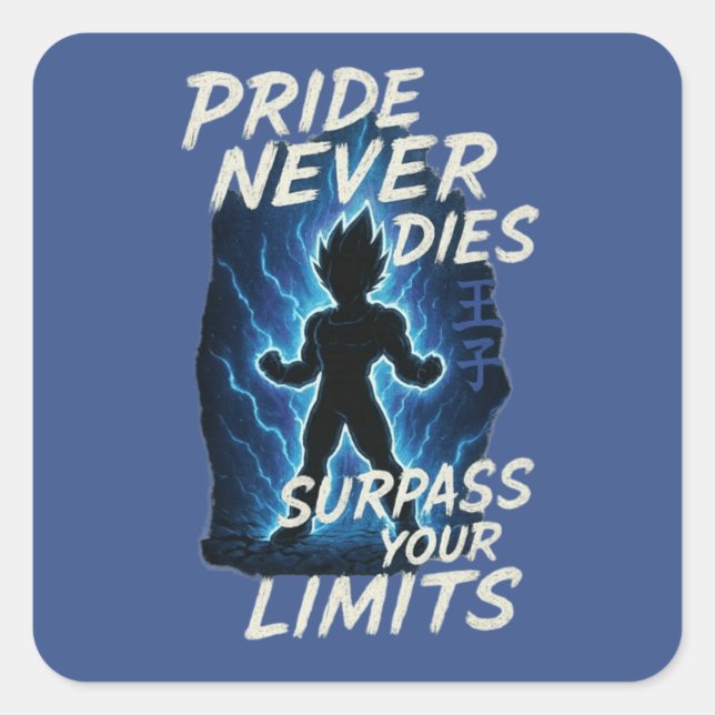 Pegatina Cuadrada Limit Break Warrior Pride Anime (Anverso)