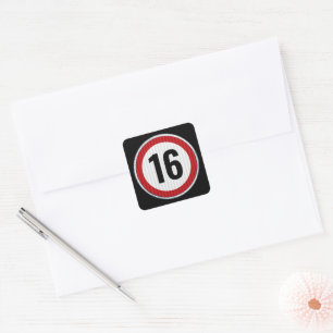 Pegatina Cuadrada Límite de velocidad cumpleaños 16 