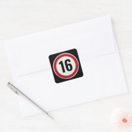 Pegatina Cuadrada Límite de velocidad para los 16 años 