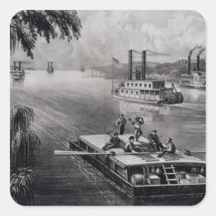 Pegatina Cuadrada Límite rio abajo