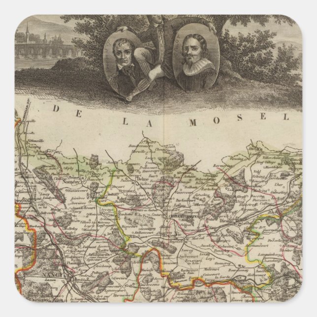 Pegatina Cuadrada Límites de distrito (Anverso)