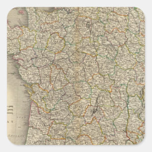 Pegatina Cuadrada Límites del Departamento de Francia