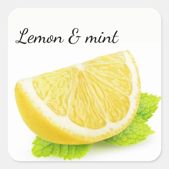 Pegatina Cuadrada Limón y menta (Anverso)