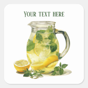Pegatina Cuadrada Limonada corta añadir texto Business