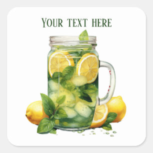 Pegatina Cuadrada Limonada corta añadir texto Business