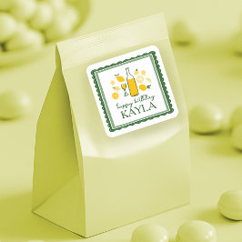 Pegatina Cuadrada Limonada de Limoncello Cumpleaños PERSONALIZADO