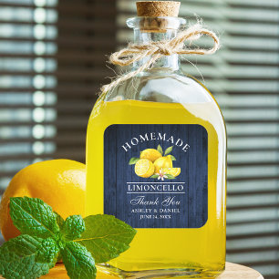 Pegatina Cuadrada Limoncello Azul Madera Boda Gracias Limoncello Cas