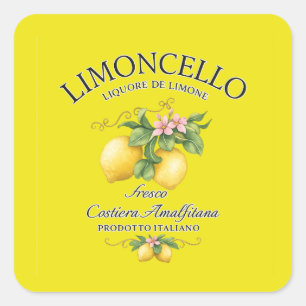 Pegatina Cuadrada Limoncello Italia Costa de Amalfi
