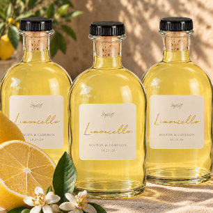 Pegatina Cuadrada Limoncello Italia Favor de Boda Personalizado Oliv