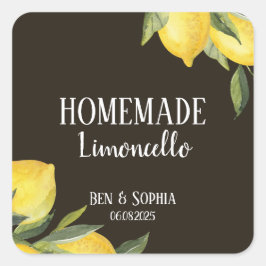 Pegatina Cuadrada Limoncello Rústico Moderno Limoncello Casero 