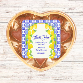 Pegatina Cuadrada Limones de acuarela de agradecimiento Positano Azu