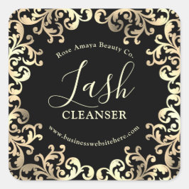 Pegatina Cuadrada Limpiador De Lash Faux Gold Decorative De Lujo