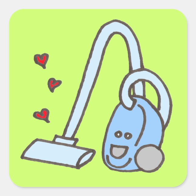 Pegatina Cuadrada Limpiador de vacío con corazón (Anverso)