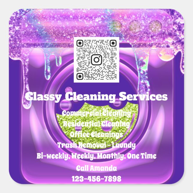 Pegatina Cuadrada Limpieza de la empleada doméstica empleada domésti (Anverso)