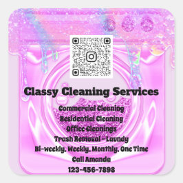 Pegatina Cuadrada Limpieza de la empleada doméstica empleada domésti