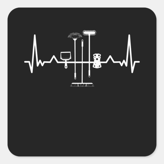 Pegatina Cuadrada Limpieza de latido de la casa regalo (Anverso)