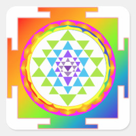 Pegatina Cuadrada Limpieza de PixDezines Sri Yantra/Chakra/Arcoiris