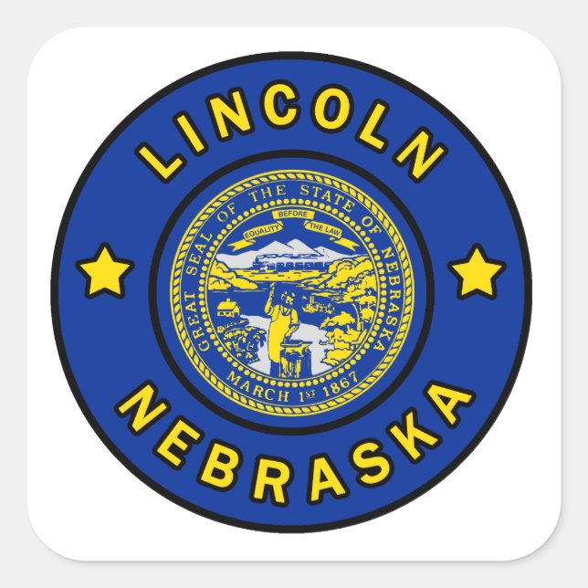 Pegatina Cuadrada Lincoln Nebraska (Anverso)