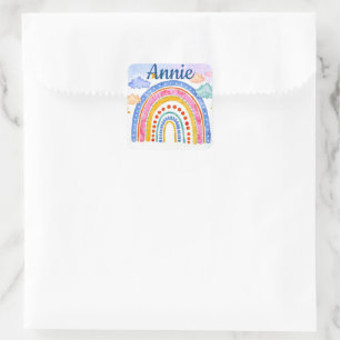Pegatina Cuadrada Lindo arcoíris pastel personalizado