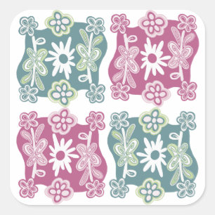 Pegatina Cuadrada Lindo estilo bohemio floral