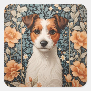 Pegatina Cuadrada Lindo Jack Russell Terrier Inspirado en William Mo